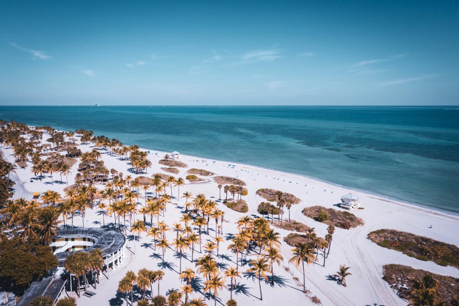Florida Küste mit Palmen und türkisfarbenem Wasser