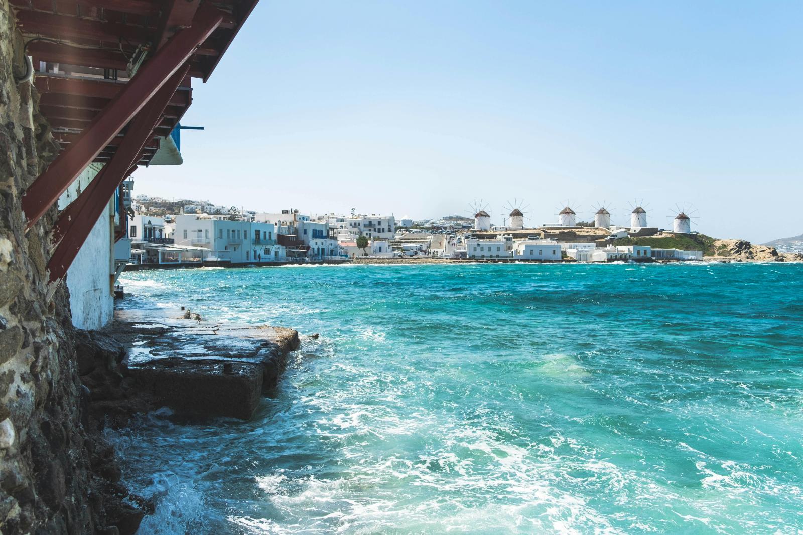 Mykonos Windmühlen mit Meerblick