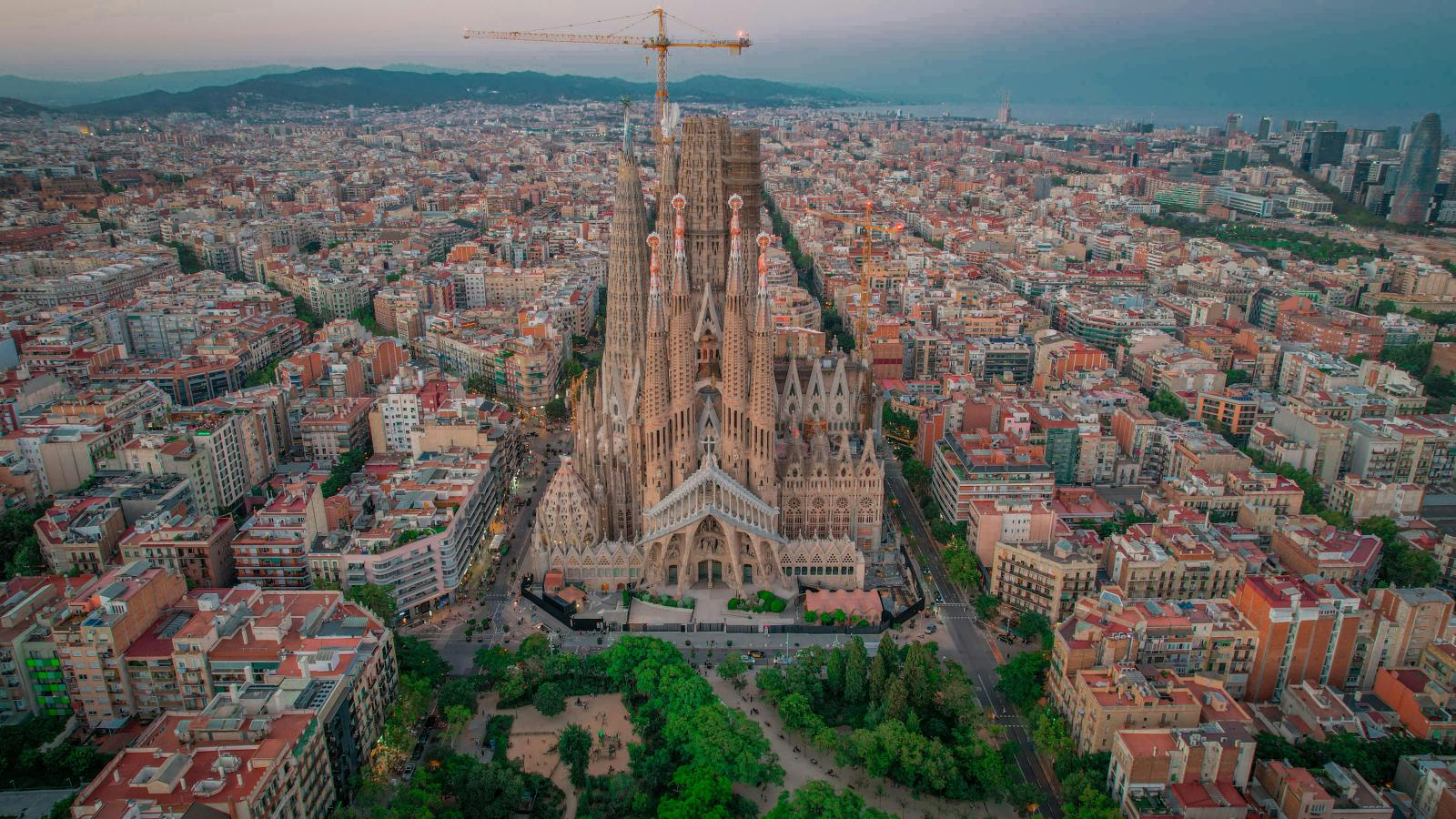 Sagrada Família in Barcelona aus der Luft