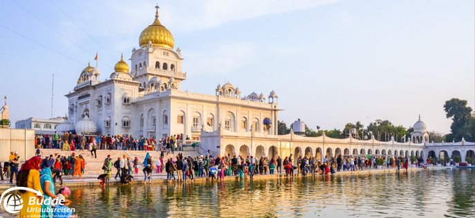 Der Gurudwara Bangla Sahib in Neu-Delhi – spiritueller Ort und Station der Indien-Kleingruppenreise mit Budde Urlaubsreisen.