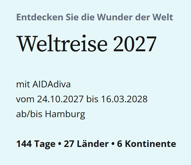 AIDA Weltreise 2027